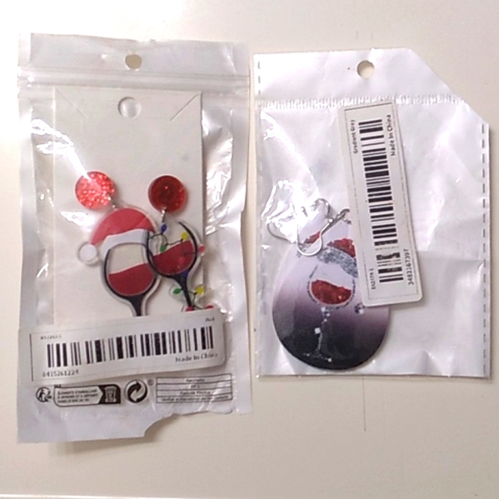 2 sets Christmas Wineglass Earrings